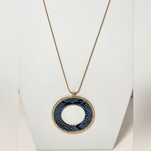 CANVAS Goldtone Blue Snakeskin Pendant Necklace